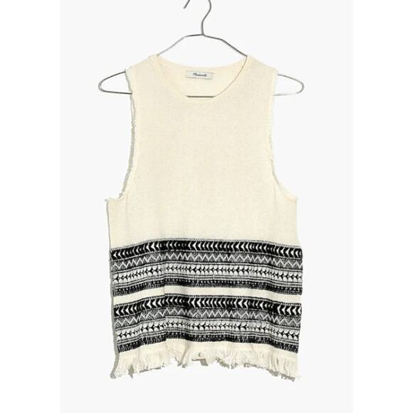 Madewell Villagrove Sweater Fringed Tank in Bright Ivory  - Size XS - Picture 14 of 16